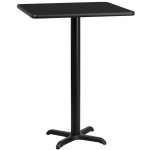 24'' Square Black Laminate Table Top with 22'' x 22'' Bar Height Table Base