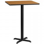 24'' Square Natural Laminate Table Top with 22'' x 22'' Bar Height Table Base