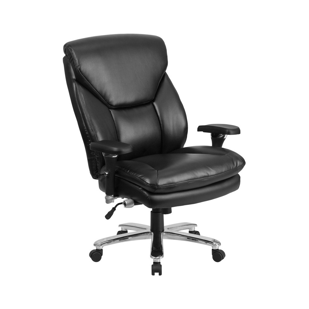 24/7 Intensive Use Big & Tall 400 lb. Rated Black LeatherSoft Ergonomic Office Chair with Lumbar Knob