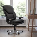 24/7 Intensive Use Big & Tall 400 lb. Rated Black LeatherSoft Ergonomic Office Chair with Lumbar Knob