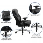 24/7 Intensive Use Big & Tall 400 lb. Rated Black LeatherSoft Ergonomic Office Chair with Lumbar Knob