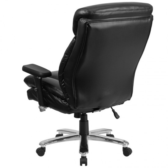 24/7 Intensive Use Big & Tall 400 lb. Rated Black LeatherSoft Ergonomic Office Chair with Lumbar Knob