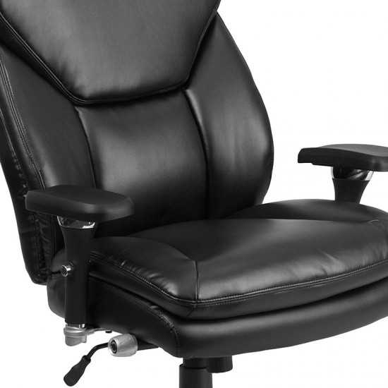 24/7 Intensive Use Big & Tall 400 lb. Rated Black LeatherSoft Ergonomic Office Chair with Lumbar Knob