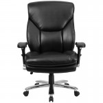 24/7 Intensive Use Big & Tall 400 lb. Rated Black LeatherSoft Ergonomic Office Chair with Lumbar Knob