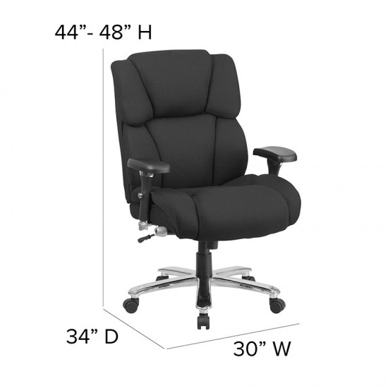 24/7 Intensive Use Big & Tall 400 lb. Rated Black Fabric Executive Ergonomic Office Chair with Lumbar Knob