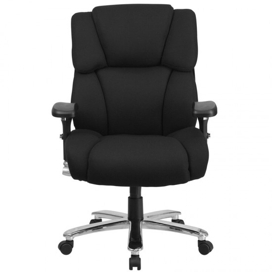 24/7 Intensive Use Big & Tall 400 lb. Rated Black Fabric Executive Ergonomic Office Chair with Lumbar Knob