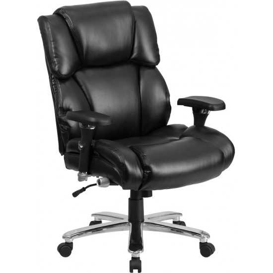 24/7 Intensive Use Big & Tall 400 lb. Rated Black LeatherSoft Executive Lumbar Ergonomic Office Chair