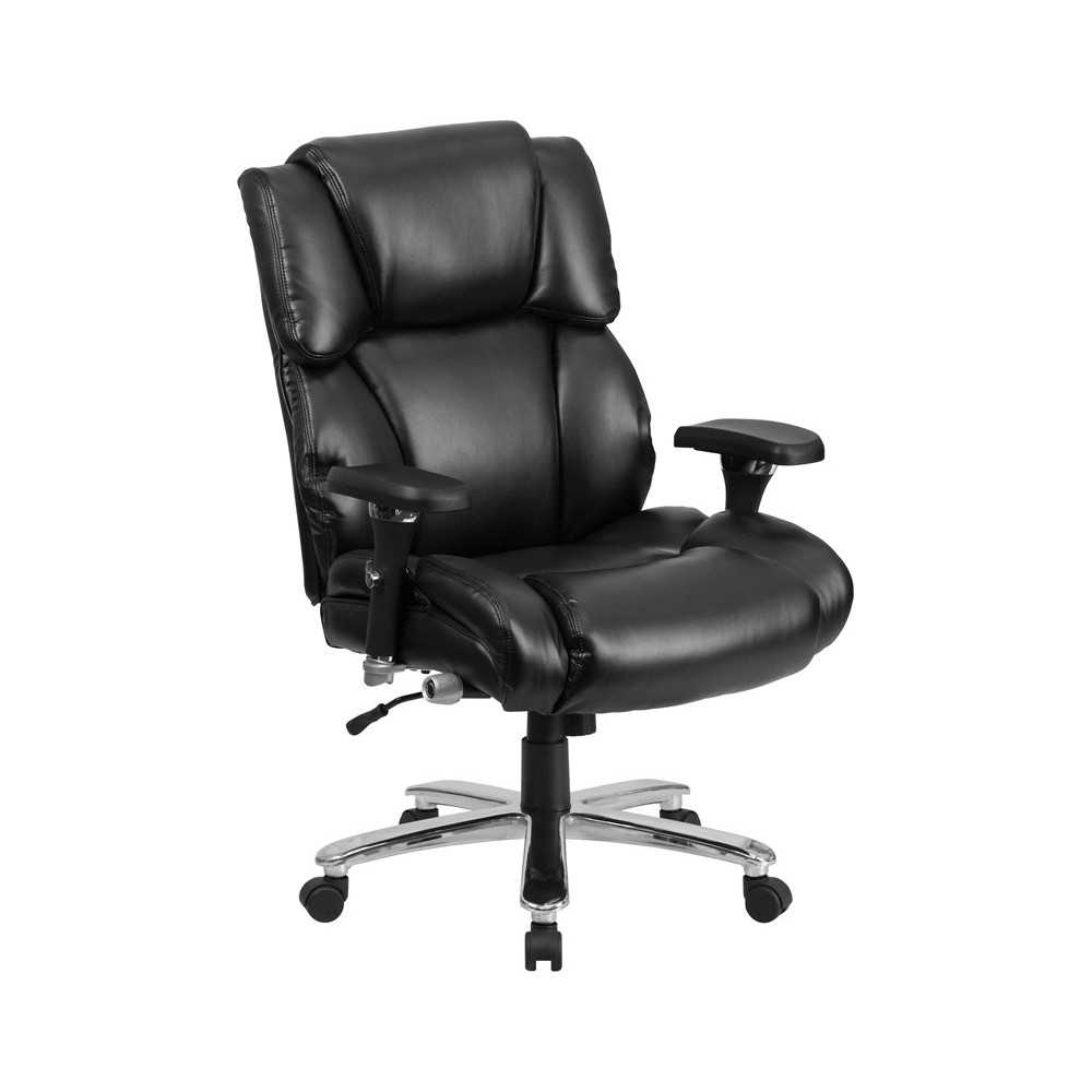 24/7 Intensive Use Big & Tall 400 lb. Rated Black LeatherSoft Executive Lumbar Ergonomic Office Chair