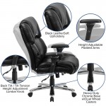 24/7 Intensive Use Big & Tall 400 lb. Rated Black LeatherSoft Executive Lumbar Ergonomic Office Chair