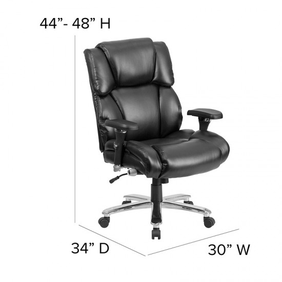 24/7 Intensive Use Big & Tall 400 lb. Rated Black LeatherSoft Executive Lumbar Ergonomic Office Chair