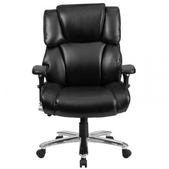 24/7 Intensive Use Big & Tall 400 lb. Rated Black LeatherSoft Executive Lumbar Ergonomic Office Chair