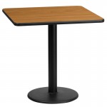 24'' Square Natural Laminate Table Top with 18'' Round Table Height Base