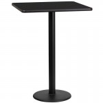 24'' Square Black Laminate Table Top with 18'' Round Bar Height Table Base