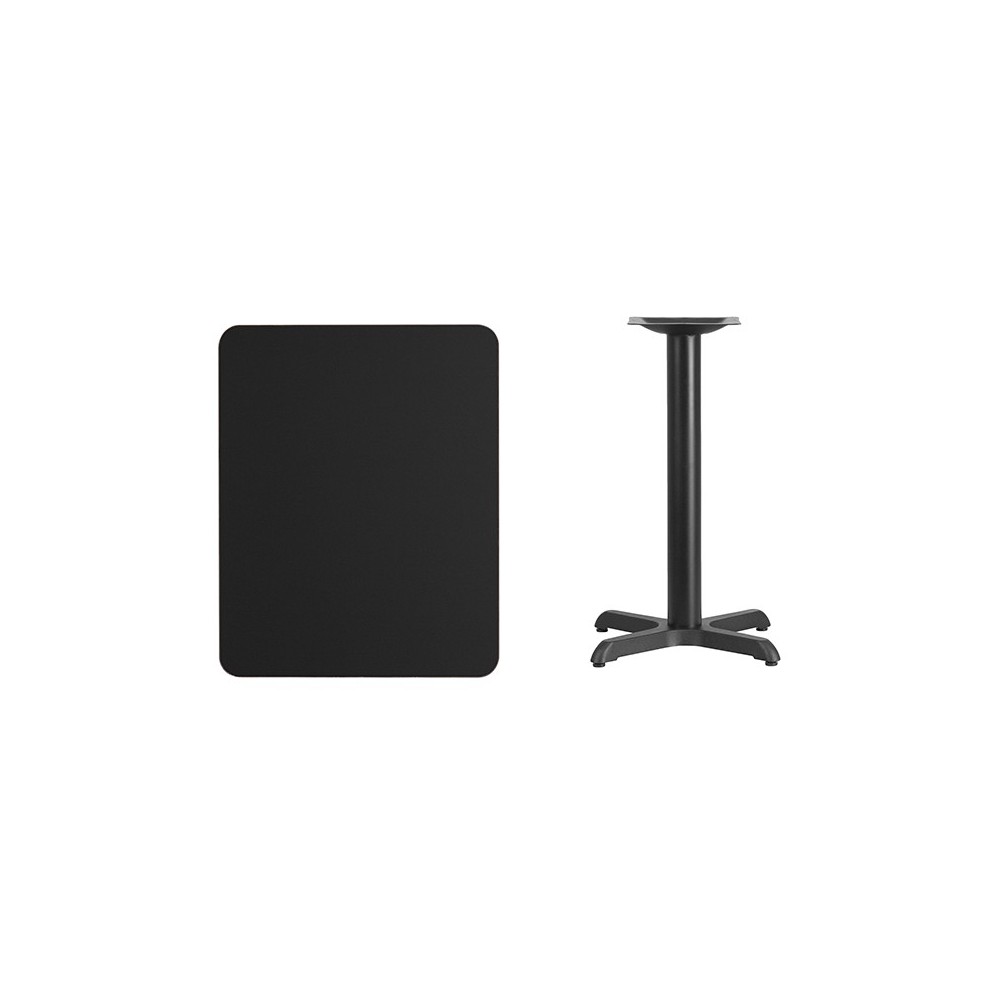 24'' x 30'' Rectangular Black Laminate Table Top with 22'' x 22'' Table Height Base