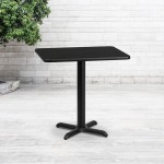 24'' x 30'' Rectangular Black Laminate Table Top with 22'' x 22'' Table Height Base