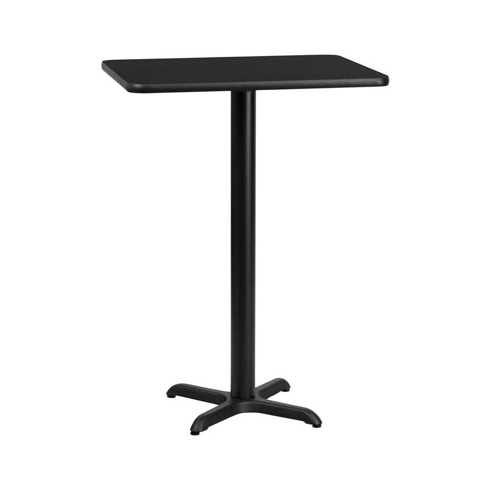 24'' x 30'' Rectangular Black Laminate Table Top with 22'' x 22'' Bar Height Table Base