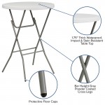 2.63-Foot Round Granite White Plastic Bar Height Folding Table