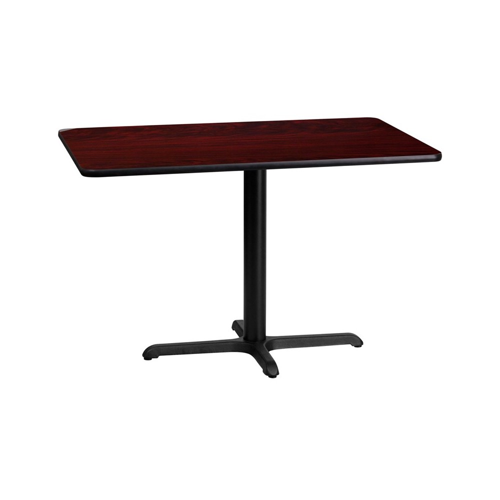 24'' x 42'' Rectangular Mahogany Laminate Table Top with 23.5'' x 29.5'' Table Height Base