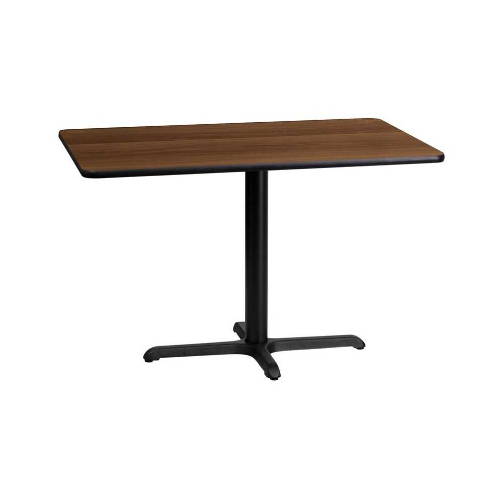 24'' x 42'' Rectangular Walnut Laminate Table Top with 23.5'' x 29.5'' Table Height Base