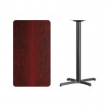 24'' x 42'' Rectangular Mahogany Laminate Table Top with 23.5'' x 29.5'' Bar Height Table Base