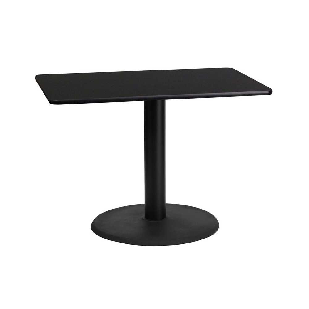 24'' x 42'' Rectangular Black Laminate Table Top with 24'' Round Table Height Base