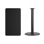 24'' x 42'' Rectangular Black Laminate Table Top with 24'' Round Bar Height Table Base