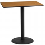 24'' x 42'' Rectangular Natural Laminate Table Top with 24'' Round Bar Height Table Base