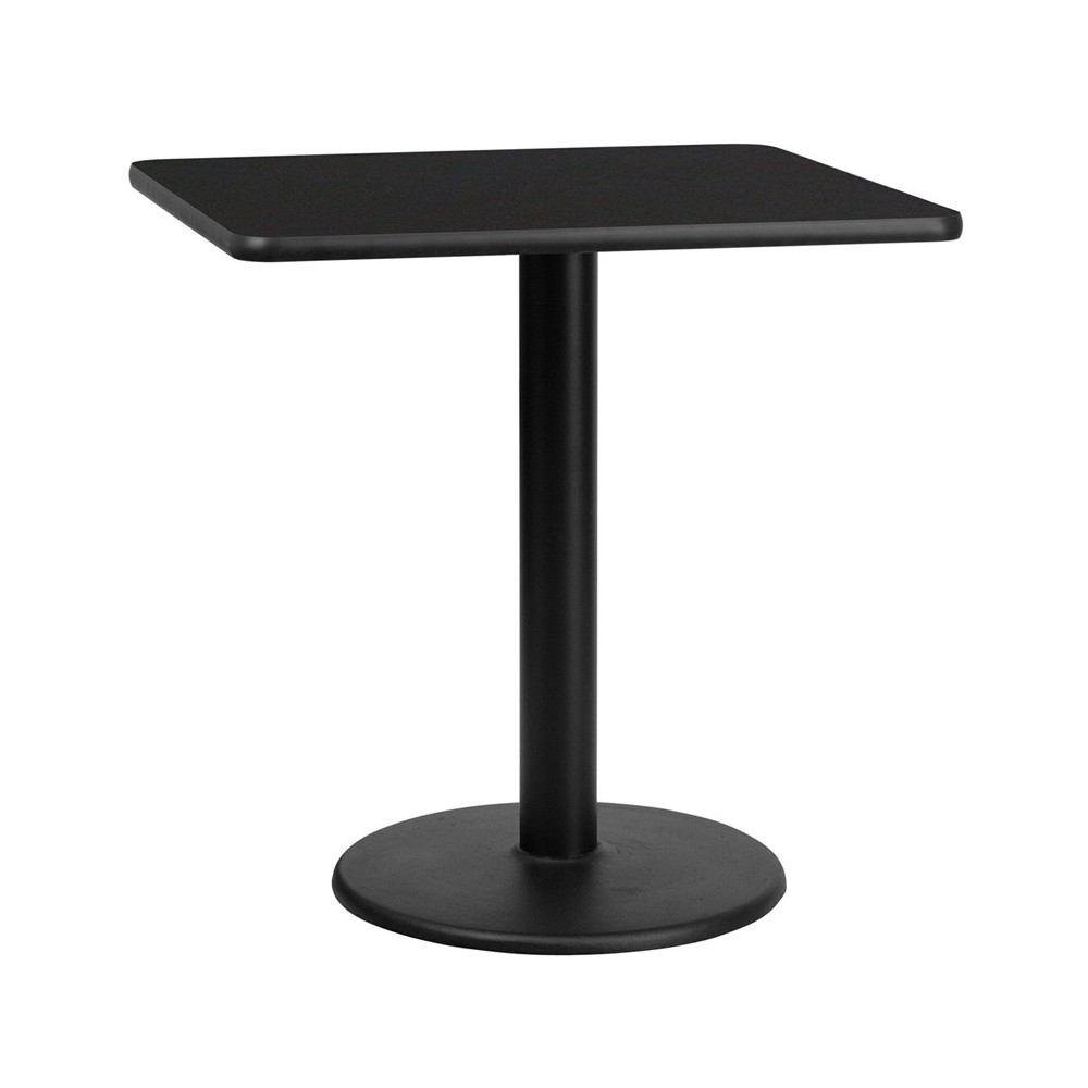 30'' Square Black Laminate Table Top with 18'' Round Table Height Base