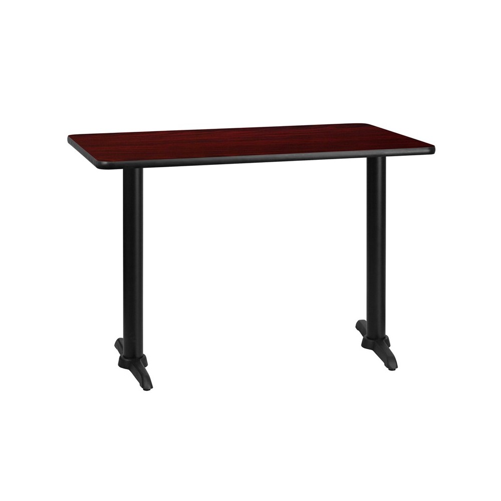 30'' x 42'' Rectangular Mahogany Laminate Table Top with 5'' x 22'' Table Height Bases