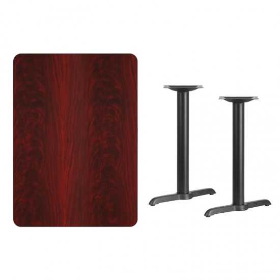 30'' x 42'' Rectangular Mahogany Laminate Table Top with 5'' x 22'' Table Height Bases