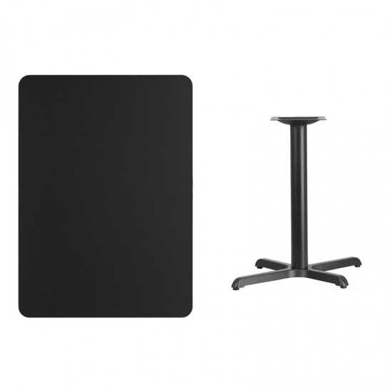 30'' x 42'' Rectangular Black Laminate Table Top with 23.5'' x 29.5'' Table Height Base