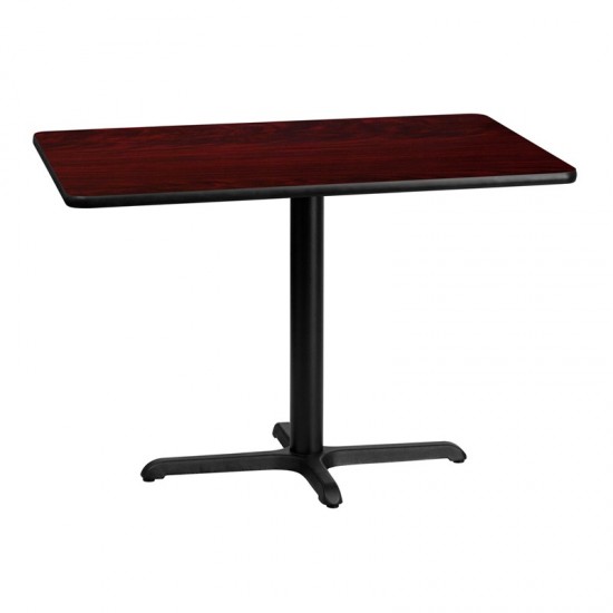 30'' x 42'' Rectangular Mahogany Laminate Table Top with 23.5'' x 29.5'' Table Height Base