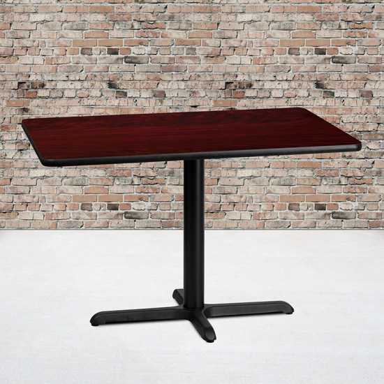 30'' x 42'' Rectangular Mahogany Laminate Table Top with 23.5'' x 29.5'' Table Height Base