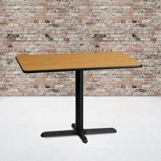 30'' x 42'' Rectangular Natural Laminate Table Top with 23.5'' x 29.5'' Table Height Base