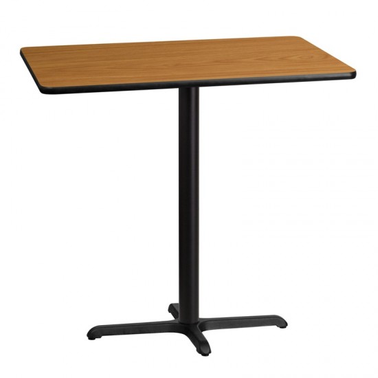 30'' x 42'' Rectangular Natural Laminate Table Top with 23.5'' x 29.5'' Bar Height Table Base