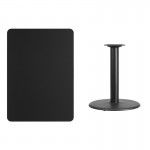 30'' x 42'' Rectangular Black Laminate Table Top with 24'' Round Table Height Base