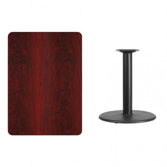 30'' x 42'' Rectangular Mahogany Laminate Table Top with 24'' Round Table Height Base