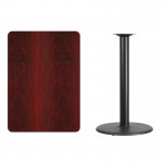 30'' x 42'' Rectangular Mahogany Laminate Table Top with 24'' Round Bar Height Table Base