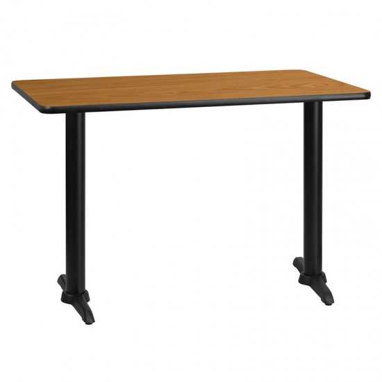 30'' x 45'' Rectangular Natural Laminate Table Top with 5'' x 22'' Table Height Bases