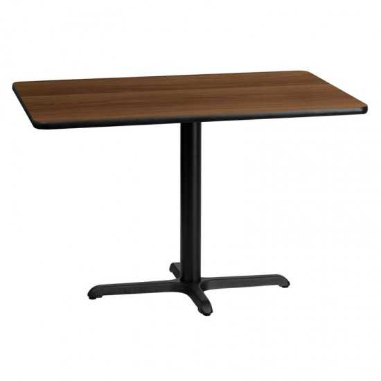 30'' x 45'' Rectangular Walnut Laminate Table Top with 23.5'' x 29.5'' Table Height Base