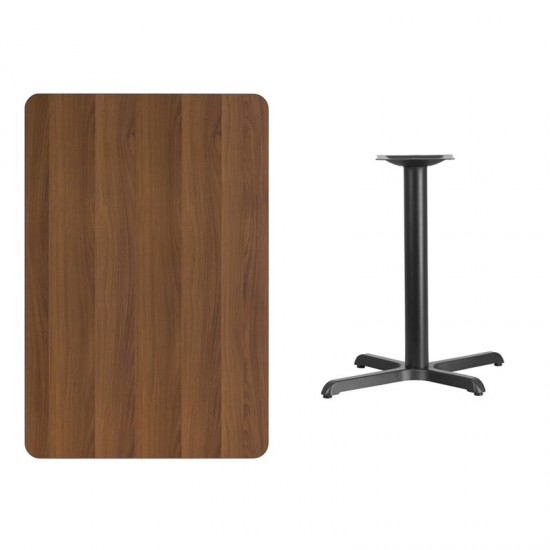 30'' x 45'' Rectangular Walnut Laminate Table Top with 23.5'' x 29.5'' Table Height Base