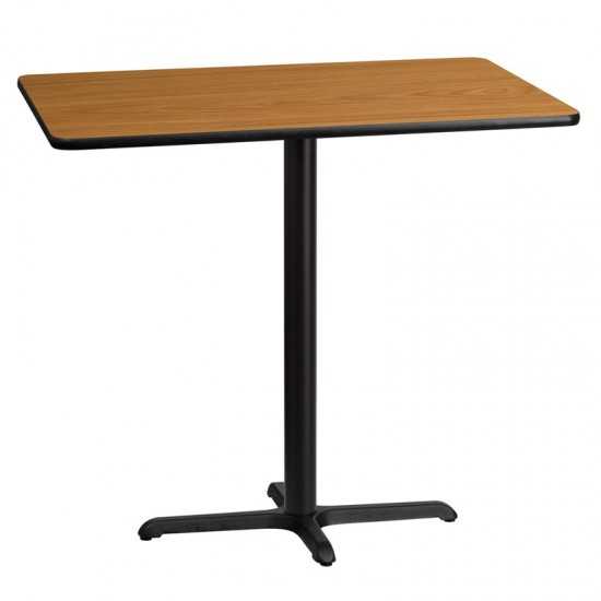 30'' x 45'' Rectangular Natural Laminate Table Top with 23.5'' x 29.5'' Bar Height Table Base