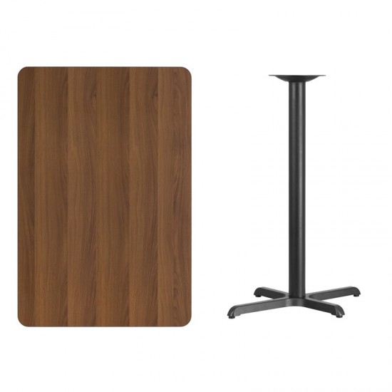 30'' x 45'' Rectangular Walnut Laminate Table Top with 23.5'' x 29.5'' Bar Height Table Base