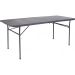 6-Foot Bi-Fold Dark Gray Plastic Folding Table with Carrying Handle