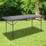 6-Foot Bi-Fold Dark Gray Plastic Folding Table with Carrying Handle