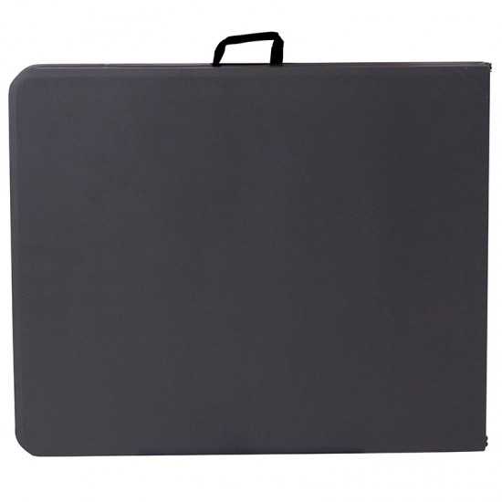 6-Foot Bi-Fold Dark Gray Plastic Folding Table with Carrying Handle