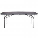 6-Foot Bi-Fold Dark Gray Plastic Folding Table with Carrying Handle