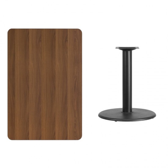 30'' x 45'' Rectangular Walnut Laminate Table Top with 24'' Round Table Height Base