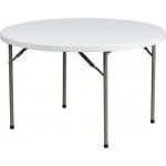 4-Foot Round Granite White Plastic Folding Table