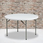 4-Foot Round Granite White Plastic Folding Table